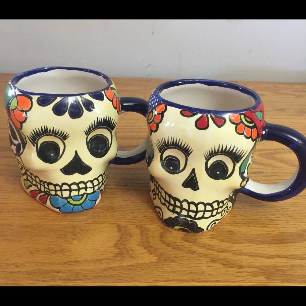 Day of the dead talavera skull mugs
